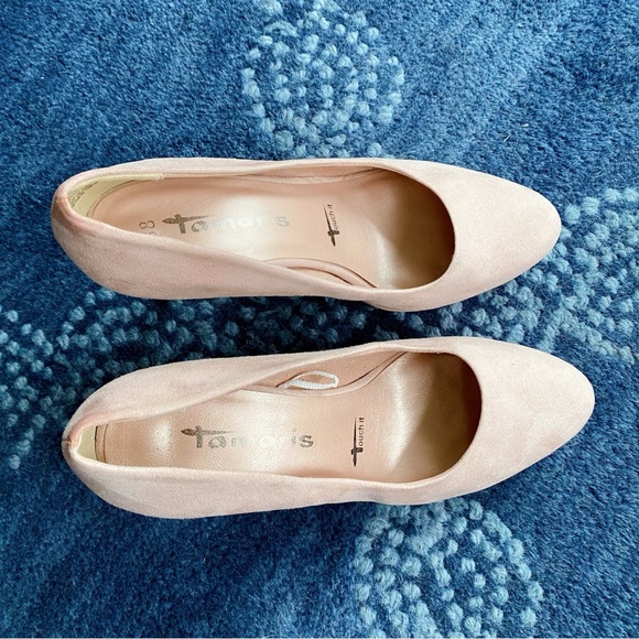 🌸 TAMARIS BLUSH FAUX SUEDE HEELED PUMPS! - Picture 2 of 9
